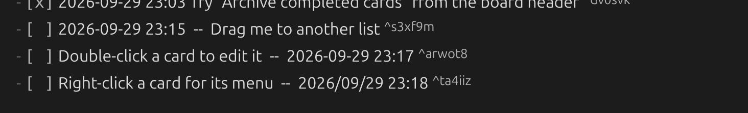 Resulting archived card