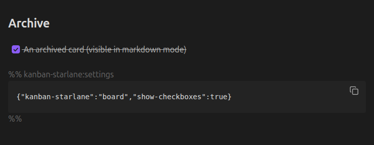 The archive section in markdown