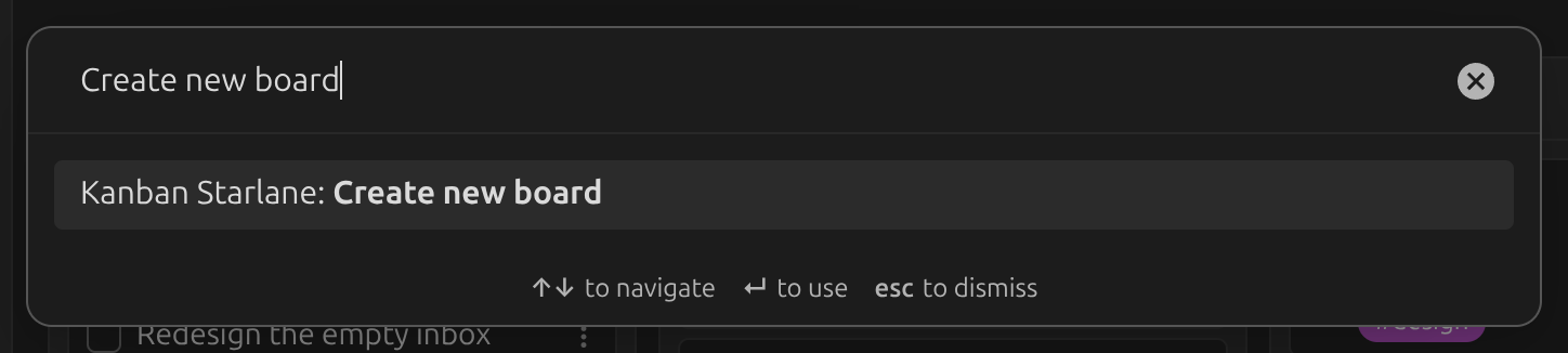 Creating a board from the command palette