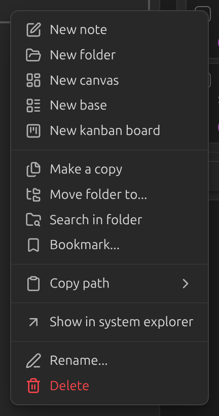 Creating a board from the folder context menu