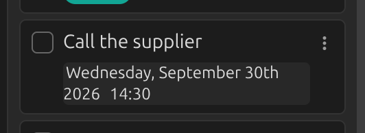 The date shown using the display format