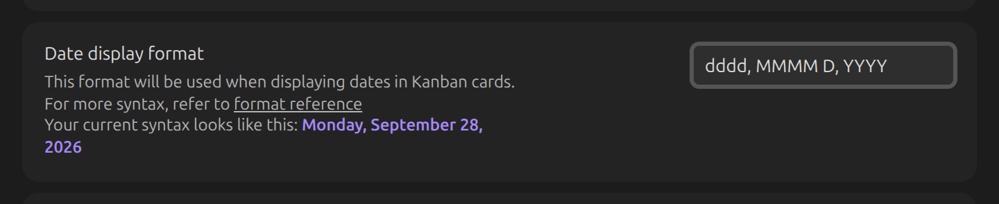 Setting the date display format