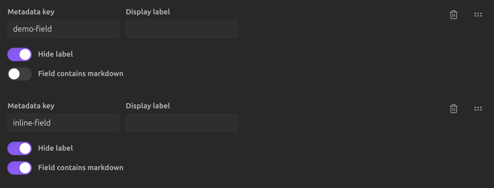 Adding metadata keys