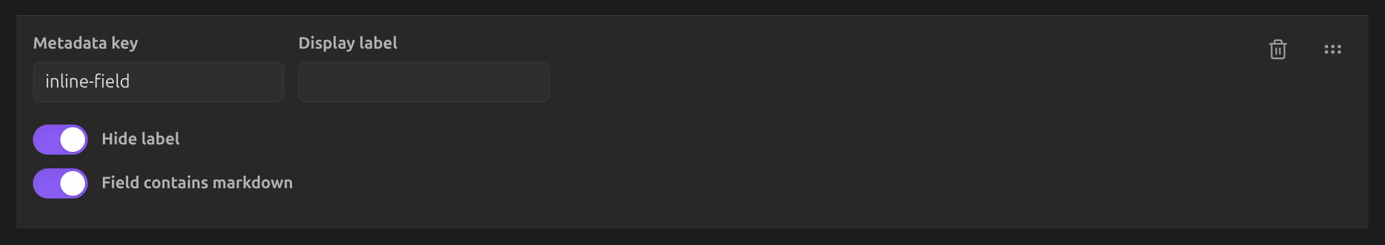 Toggling "Field contains markdown"