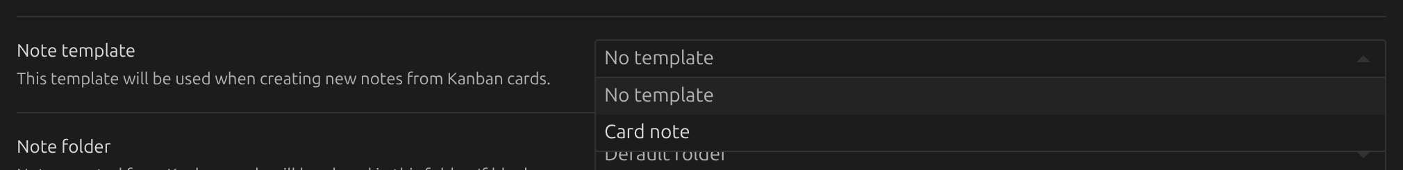 Selecting a note template