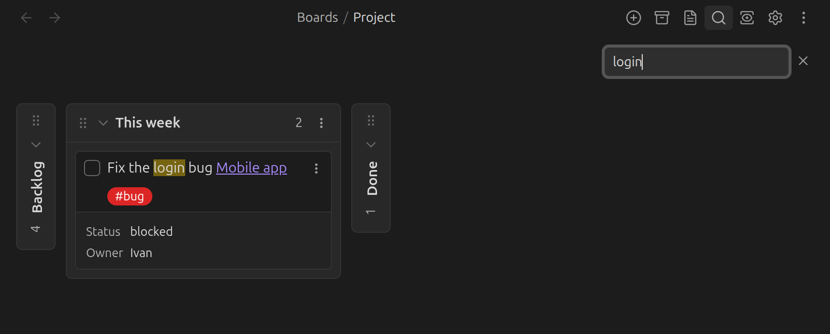 Searching a board