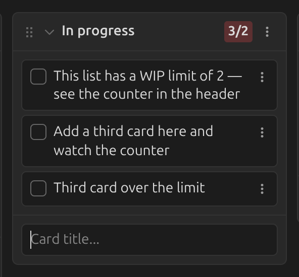 A list over its WIP limit